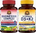 Vitalitown Magnesium Complex & Vitamin D3 K2 Bundle (Pack of 2) | for Bone Heart Immune & Muscle | Magnesium Glycinate, 10000IU D3, MK-7 | 120 Mag Caps & 90 D3 Softgel