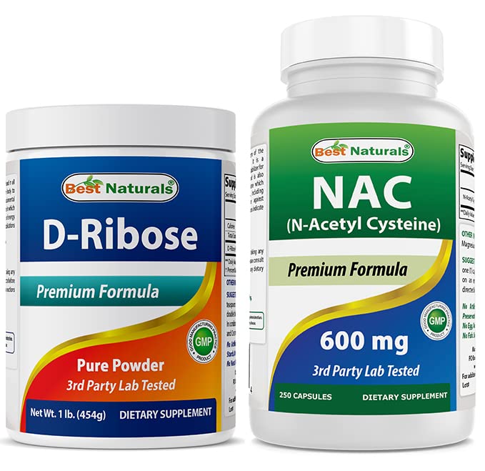 Best Naturals D-Ribose Powder 1 Pound & NAC 600 mg