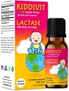 Kiddivit Baby Lactase Drops 1000 Units – Gentle Digestive Support Enzyme Supplement – 100 Daily Servings – Ενσωματωμένο σταγονόμετρο, γυάλινο μπουκάλι – Χωρίς γλουτένη, χορτοφαγικά, 1oz
