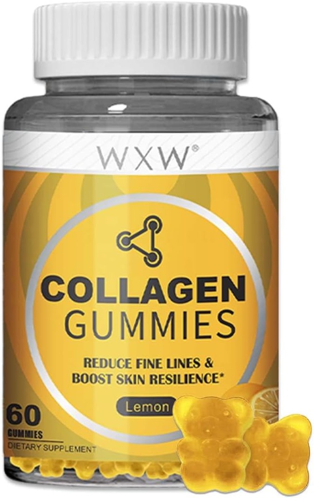 WXW Hydrolyzed Collagen Peptides Gummies for Women, Μη ΓΤΟ Αντιγηραντική Φόρμουλα με Βιοτίνη, Ψευδάργυρο, Βιταμίνες C & E για Μαλλιά, Δέρμα και Καρφιά 