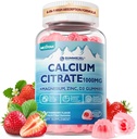 Calcium Citrate Supplement 1000mg for Women & Men, 6-in-1 Calcium Magnesium Zinc Gummies + Vitamin D3, B6 & Potassium High Absorption for Bones, Teeth, Muscle & Nerve Health, Vegan, Sugar Free,60Cts
