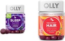 OLLY Sleep Gummy με μελατονίνη, L-Θεανίνη, Βοτανικά, BlackBerry Flavor, 50 Count & Heavenly Hair Gummy με κερατίνη, Biotin, AMLA, Tropical Orange Flavor, 60 Count Bundle