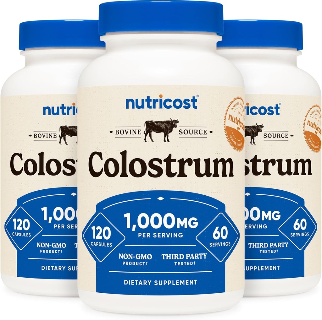 Nutricost Colostrum 1000mg, 120 Caps, 60 σέρβις (3 μπουκάλια)