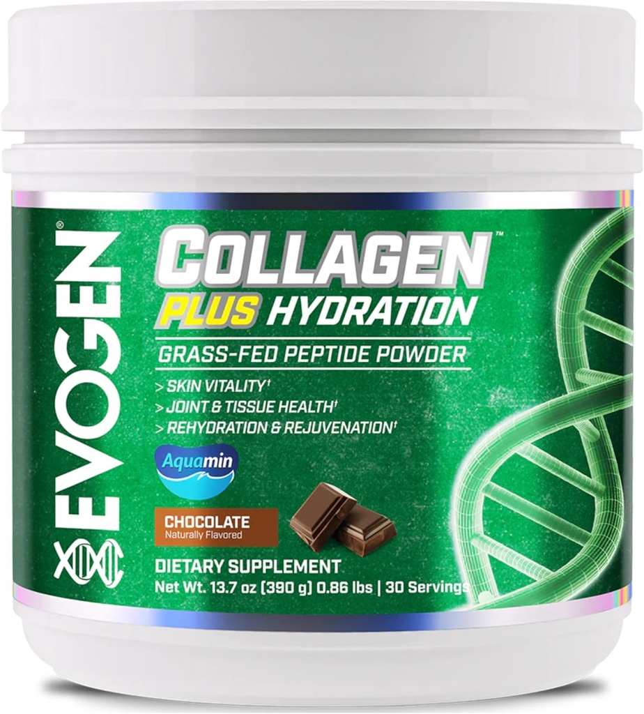 Evogen Collagen Plus Hydration - Grass-Fed Collagen for Women & Men 