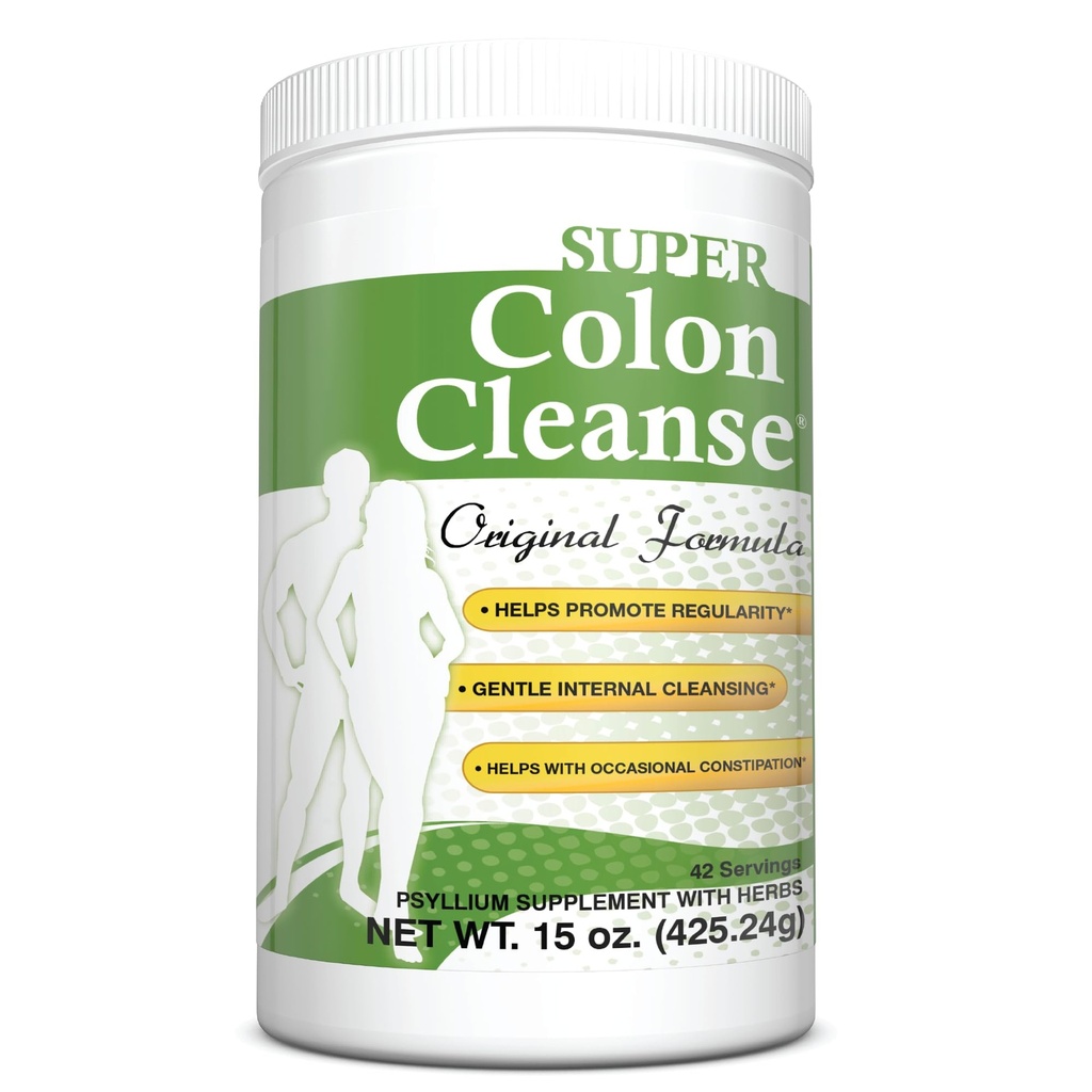 Health Plus Super Colon Cleanse Original Formula (1990-2025), 15 oz Powder, 42 σέρβις, με Psyllium Husk και Senna Leaf για την ανακούφιση της δυσκοιλιότητας και την πυγμή υποστήριξη