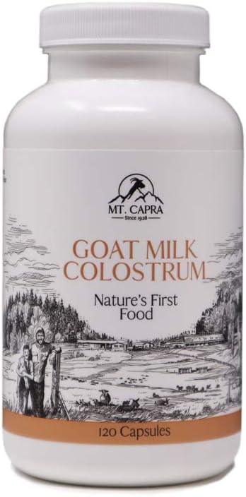 Mt. Capra Goat Milk Colostrum | for Healthy Immune System, Gut, and Athletic Performance | Grass-Fed, High in Immunoglobulins | 30 Servings - 120 Capsules