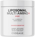 Codeage Liposomal Multi Amino Powder Supplement - BCAA & EAA Supplement All 9 Essential Amino Acid, Branched-Chain Amino Acid, Pre & Post προπόνηση, Unflaved, Liposomal Delivery, Non-GMO, 6.15 oz