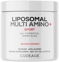 Codeage Liposomal Multi Amino Powder Supplement - BCAA & EAA Supplement All 9 Essential Amino Acid, Branched-Chain Amino Acid, Pre & Post προπόνηση, Unflaved, Liposomal Delivery, Non-GMO, 6.15 oz