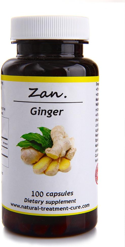 Hekma Center Pure Ginger Root - Zingiber Officinalis - 100 Capsules Reduces Nausea - Vegan