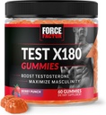 Force Factor Test X180 Gummies Testrosterone Booster for Men with Tongkat Ali, Horny Goat Weed, Tribulus Terrestris, Fenugreek, & Black Maca, Συμπλήρωμα Ανδρών, Berry Punch, 60 Gummies, 1-Pack