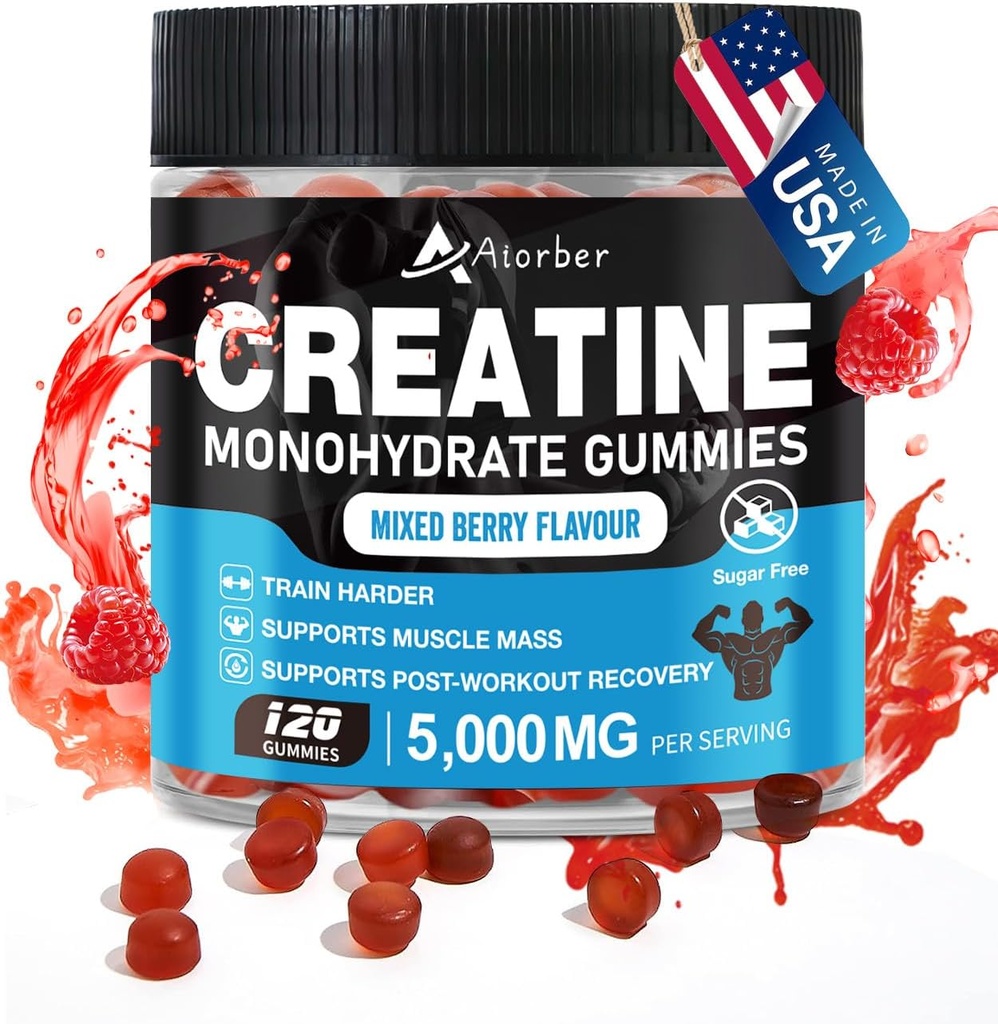 Μονοένυδρη κρεατίνη Gummies για άνδρες και γυναίκες, 120 κόμης