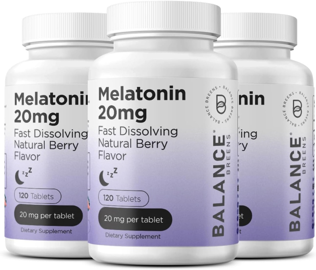 Balancebreens Melatonin 20mg Fast Dissolve Tablets - High Potency, Fast Acting, Natural Sleep Support – Sleep Aids for Adults – Non-Groggy, Drug-Free Formula – 120 Sleeping Pills
