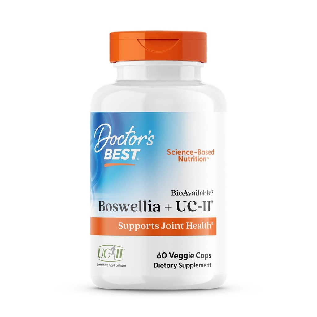 Best Bioδιαθέσιμη Boswellia του γιατρού + UC-II, υποστηρίζει κοινή υγεία, μη ΓΤΟ, χωρίς γλουτένη, χωρίς σόγια 60 Veggie Caps