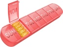 Weekly Pill Organizer 1 φορά την ημέρα, Travel Pill Box 7 ημέρα Extra Large Διαμερίσματα Κάτοχος Βιταμίνης, Daily Pill Container 7day XL Medicine Dispenser for Fish Oil Case (Red)