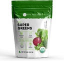 Kate Naturals Βιολογικά Super Greens σκόνη. Daily Greens Superfood Blend με Probiotics & Fiber για Smoothies και Juice (30 μερίδες, 8oz, Natural)