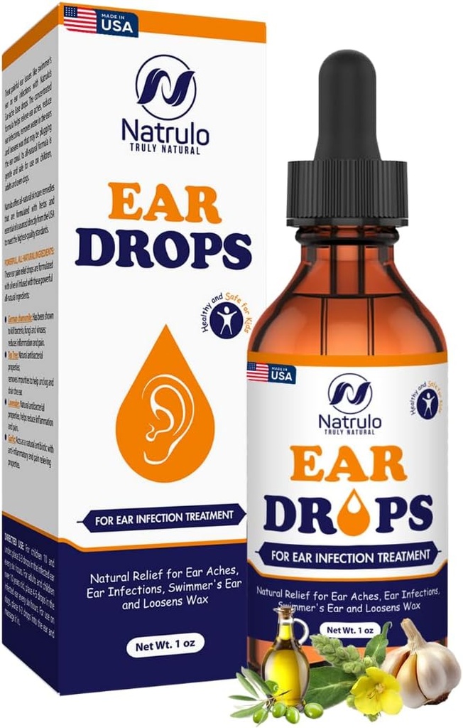Natural Ear Drops for Ear Infection – Herbal Eardrops for Adults, Children & Pets – Soothes Discomfort, Ear Aches, Itchy Ears, Swimmer's Ear, & Loosens Wax – Kids Safe Ear Oil Made in USA