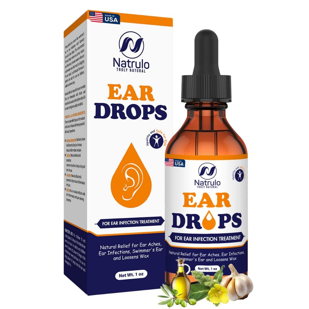 Natural Ear Drops for Ear Infection – Herbal Eardrops for Adults, Children & Pets – Soothes Disfort, Ear Aches, Ichy Ears, Swimmer's Ear, & Loans Wax – Kids Safe Ear Oil Made in USA