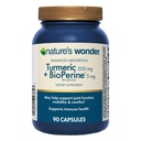 Nature's Wonder Turmeric Supplement with BioPerine - Ενισχυμένη απορρόφηση Turmeric Complex 500mg με BioPerine 5mg για κοινή λειτουργία, κινητικότητα, και άνεση, 90 χορτοφαγικές κάψουλες