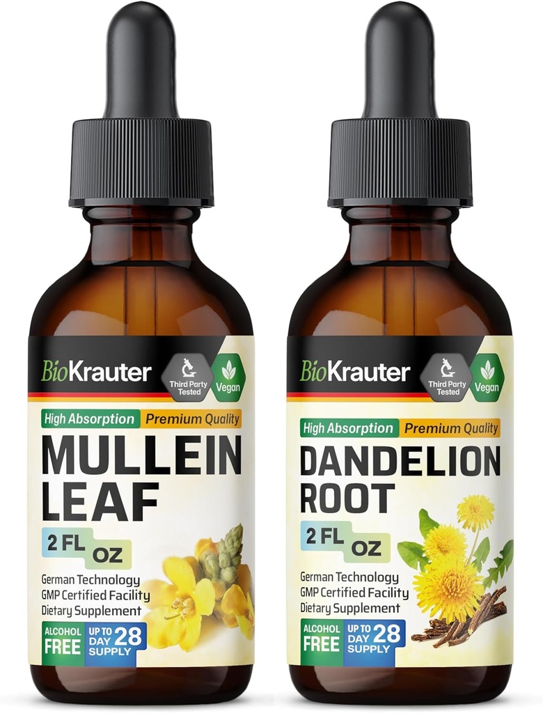 BIO KRAUTER Mullein Βάμμα 2 Fl. Oz. & Dandelion Βάμμα 2 Fl. Oz.