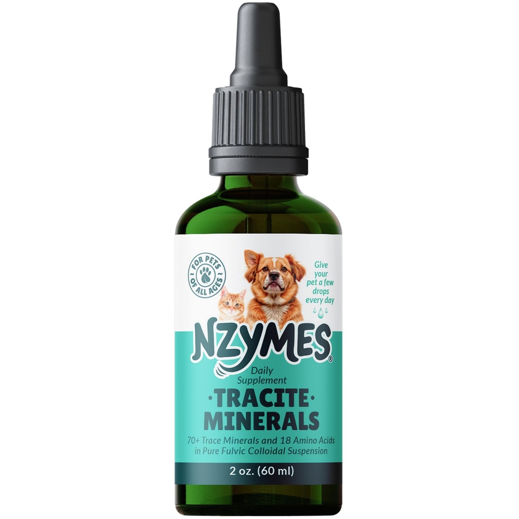 Nzymes® Tracite Minerals for Pets - Fulvic Acid, Humic Acid, and Iron-Based Trace Mineral Drops and Amino Acids for ATP Energy, and Digestive Health - Made in the USA