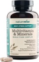 NatureWise Multivitamin for Men + Stress Support + Fulvic Ionic Minerals + Probiotics for Immunity, Male Health, Digestion + Whole Organic Foods - Vegetarian, Non-GMO - 60 Κάψουλες[1-Month Supply]