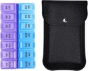 VOFOON Travel Pill Organizer 2 φορές την ημέρα, μεγάλη AM Pill Organizer 7 ημέρα, PU Δερμάτινο κουτί χάπια περίπτωση, Εβδομαδιαία Pill Ιατρική Organizer για Βιταμίνες Ιατρική Fish Oils Συμπληρώματα (L μέγεθος)