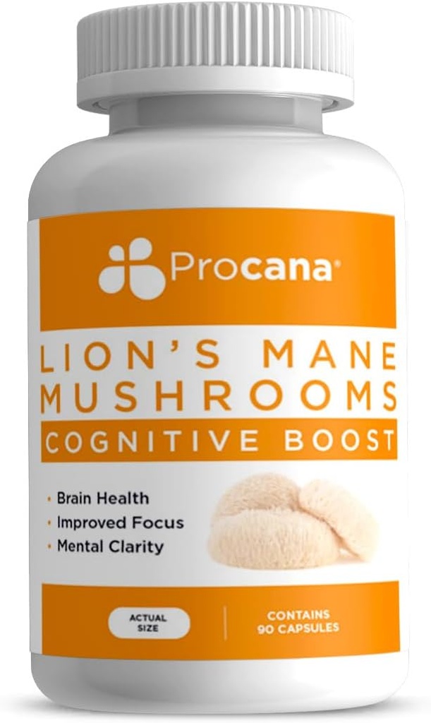 Κάψουλες Mane Mushroom Lions (Extra Strength 1.500mg/serving) για την υγεία του εγκεφάλου, τη διανοητική σαφήνεια, τη μνήμη και την εστίαση. 45,000mg ανά φιάλη 90ct