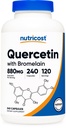 Nutricost Quercetin 880mg, 240 κάψουλες χορτοφαγικής με Bromelain (165mg) - 120 μερίδες (440mg Quercetin Per Cap) - Χωρίς γλουτένη, Μη ΓΤΟ