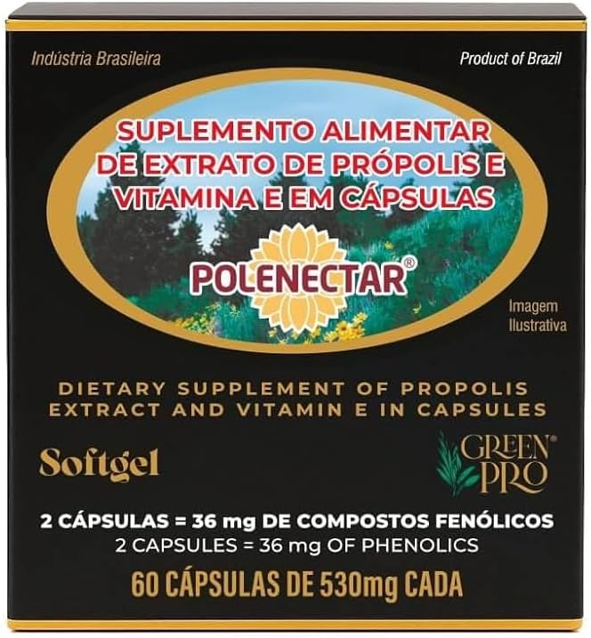 2 Pack of Polenectar Brazil Green Bee Propolis 60 Softgels 300 mg