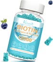 Βιοτίνη και κολλαγόνο Gummies με B12, δέρμα μαλλιών και νύχια Βιταμίνες Gummies για την ανάπτυξη των μαλλιών, λαμπερό δέρμα & ισχυρά νύχια - Blueberry Γεύση, ζάχαρη δωρεάν, 60 Ct