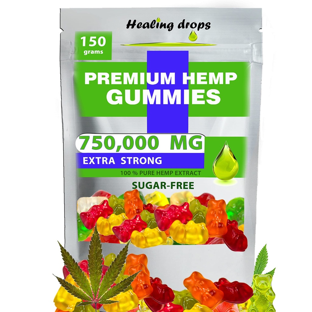 Κρέας κάνναβης 750.000mg Premium οργανική ζάχαρη-ελεύθερος φυσική υγεία Υποστήριξη υψηλής ισχύος πλούσια σε βιταμίνες B E C D Ωμέγα 3 6 9 Super Gummy Bears