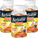 Airborne 750mg Vitamin C Immune Support Supplement Gummies for Adults, Zesty Orange Flavor, Gluten Free Crafted Blend with Powerful Antioxidants Vitamins A C & E, 63 Gummies (3 Pack)