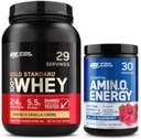 Optimum Nutrition Dynamic Duo Bundle: Amino Energy, Blue Raspberry (30 υπηρεσίες) και Gold Standard 100% Whey Protein Powder, Γαλλική Vanilla Creme (29 υπηρεσίες)
