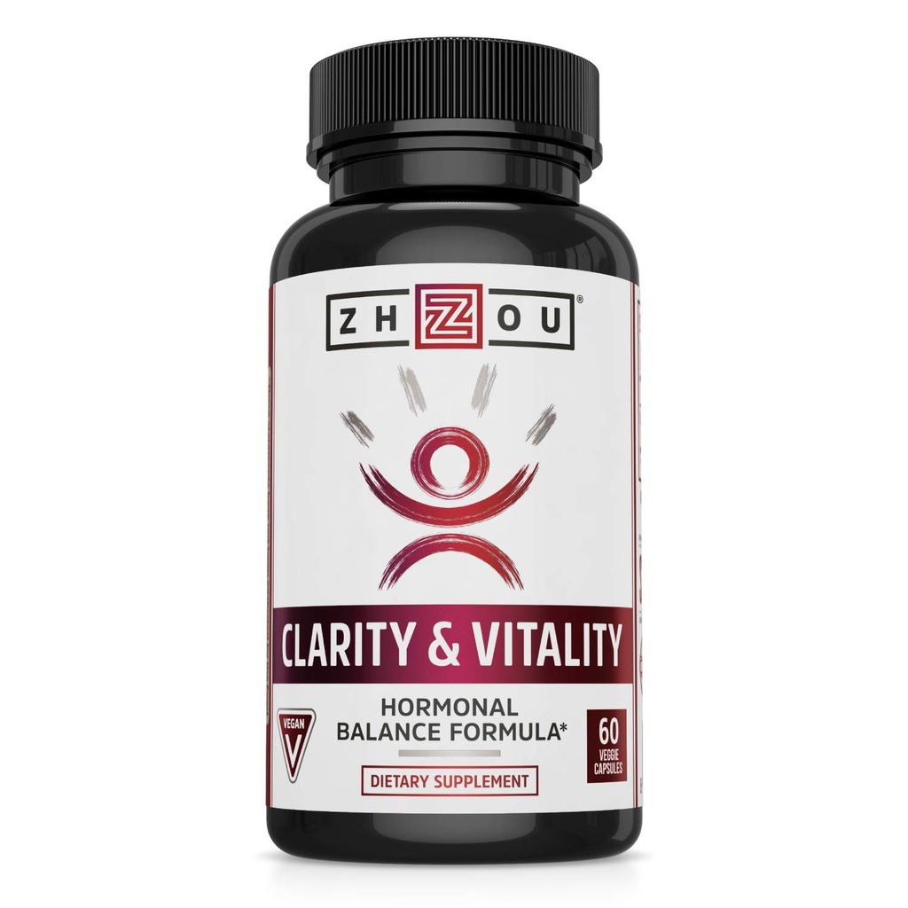 ZHOU Clarity and Vitality (πρώην DHEA) 50 mg, Hormonal Balance Formula for Women & Men, Υγιής γήρανση, Μη ΓΤΟ, Vegan, Χωρίς γλουτένη, 60 κάψουλες