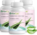 AloeCure Daily Probiotics 10 Billion CFU for Digestive Support 8 Strains, 6 Prebiotics & Enzymes - Digestive Supplement with Bromelain for Women & Men - Gut Support, Digestive Relief, 30 Caps x 3btls