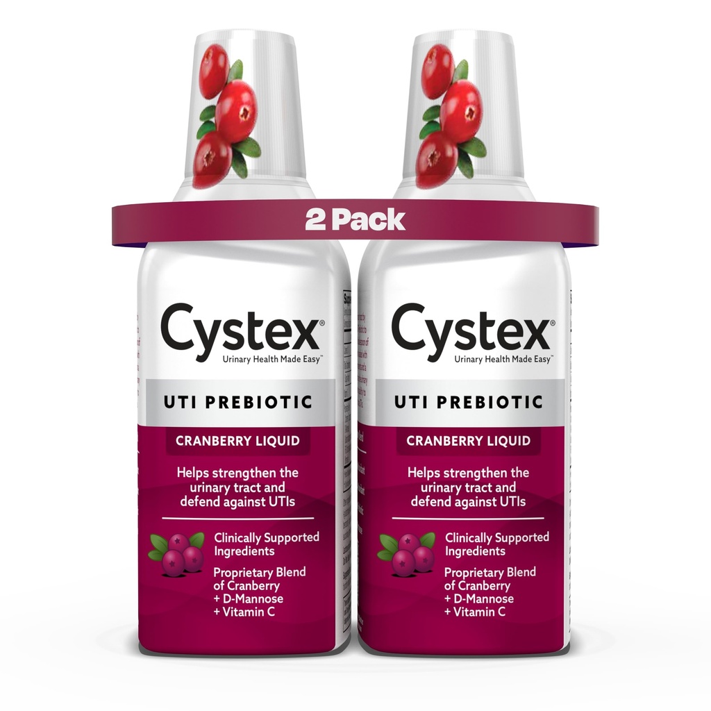 Cystex Ουρολοίμωξη Υποστήριξη & Πρόληψη - Cranberry Prebiotic συμπλήρωμα με D-Mannose & βιταμίνη C για UTI Προστασία & Ουρολοίμωξη Συντήρηση Υγείας - 7,6 fl oz - (Pack of 2)
