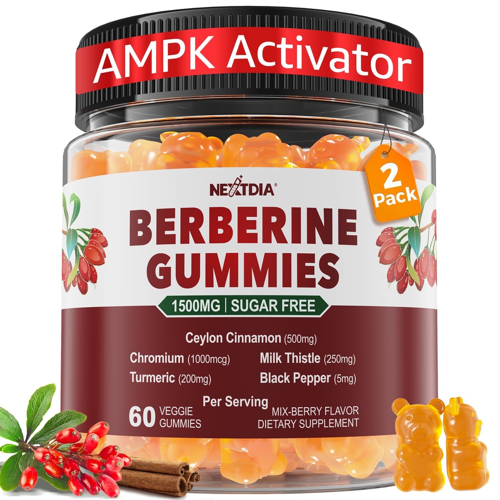2 Pack - Χωρίς ζάχαρη βερβερίνες 1500mg, Βιολογικό συμπλήρωμα βερβερίνης w/Ceylon κανέλα, χρώμιο, κουρκουμάς, γαϊδουράγκαθο γάλακτος για μεταβολισμό, βερβερίνη HCl από ινδικό εκχύλισμα βατόμουρου, Vegan