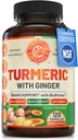 Βιολογική κουρκουμίνη με Ginger & Black Pepper, 2 μήνες προσφοράς. Υποστηρίζει Heart Health, Brain Health & Joint Health. Max Απορρόφηση Turmeric συμπλήρωμα. NSF Certified, Κατασκευάζεται στις ΗΠΑ. 120 κάψουλες.