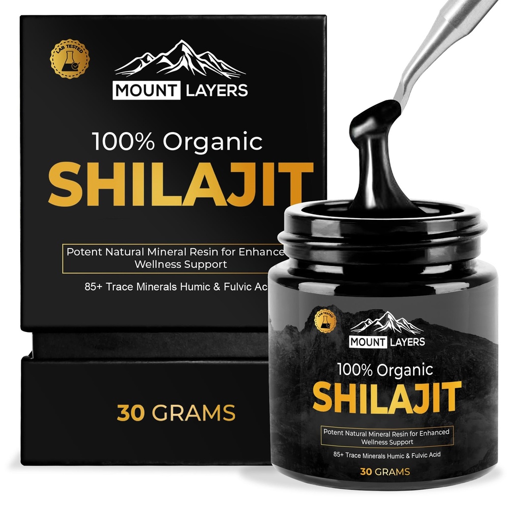 Pure Shilajit Resin with Fulvic Acid - Shilajit Ιμαλαΐων για άνδρες και γυναίκες με 85+ ορυκτά ίχνη - Υποστηρίζει Μεταβολισμός - Υγεία των οστών και ανοσοποιητικό σύστημα - 500mg - 60 Υπηρεσίες - 30g Jar