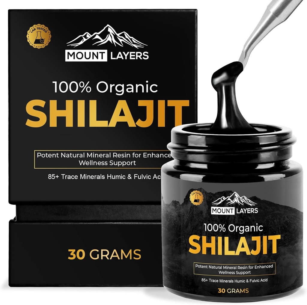 Pure Shilajit Resin with Fulvic Acid - Shilajit Ιμαλαΐων για άνδρες και γυναίκες με 85+ ορυκτά ίχνη - Υποστηρίζει Μεταβολισμός - Υγεία των οστών και ανοσοποιητικό σύστημα - 500mg - 60 Υπηρεσίες - 30g Jar