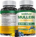 1 Συσκευασία χωρίς ζάχαρη 3000MG Mullein Gummies - Lung Cleanse, Mullein Leaf Extract συμπλήρωμα για αναπνευστικές, οργανικές σταγόνες μουλλινών με Quercetin & Bromelain για τον πνεύμονα, Digestive Health & Immune