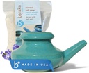 Baraka Neti Pot Tool Kit - Snoring & Saline Solution, Χειροποίητο Κεραμικό Πλυντήριο πιάτων Ασφαλές με 2oz Ορυκτό αλάτι θάλασσας για τη μύτη Καθαρισμός & Sinus Rinse Τέλειο για Αλλεργία Ανακούφιση σε Ενήλικες & Παιδιά (Jade)
