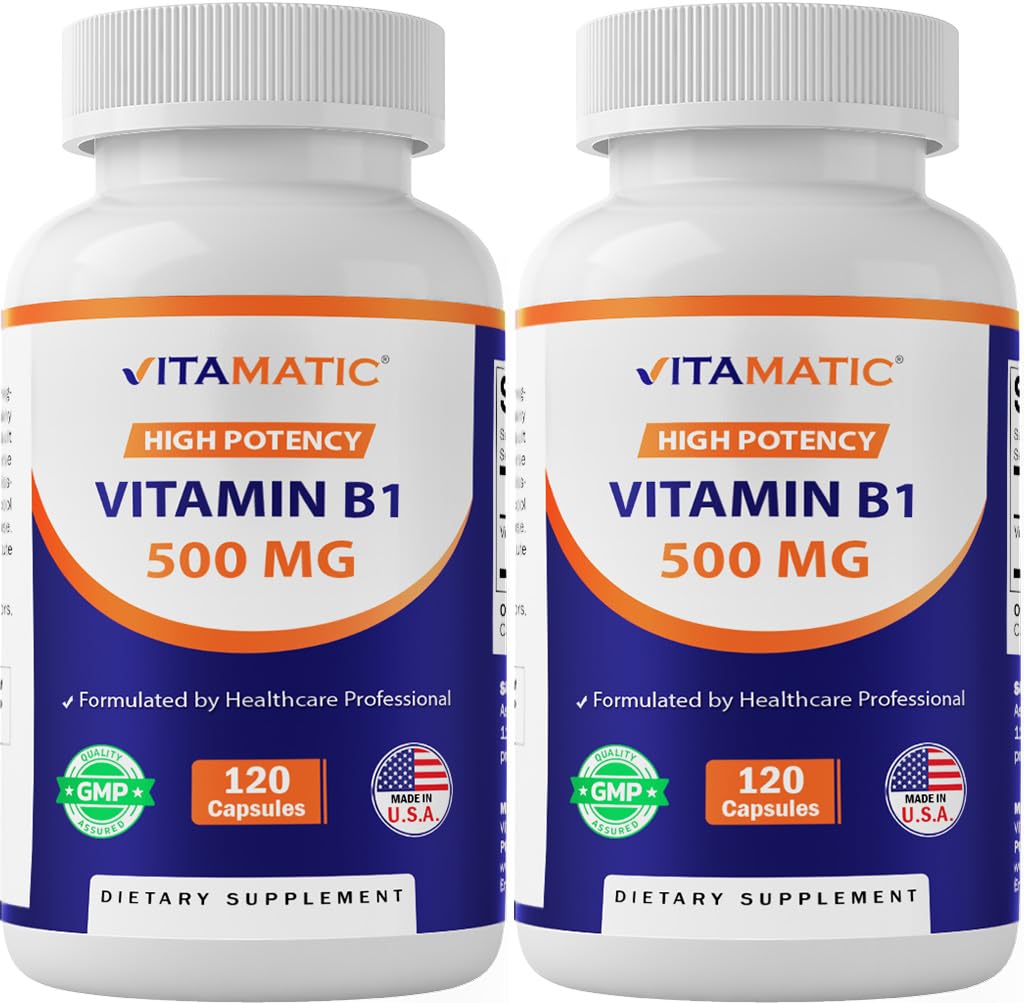 Βιταμίνη Β1 (Θιαμίνη) 500mg – 2 Συσκευασία (120 κάψουλες Σύνολο)