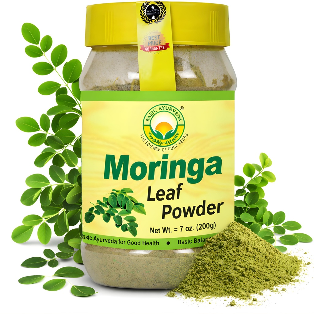 BASIC AYURVEDA Moringa Leaf Powder - 7.05 Oz (200g) 