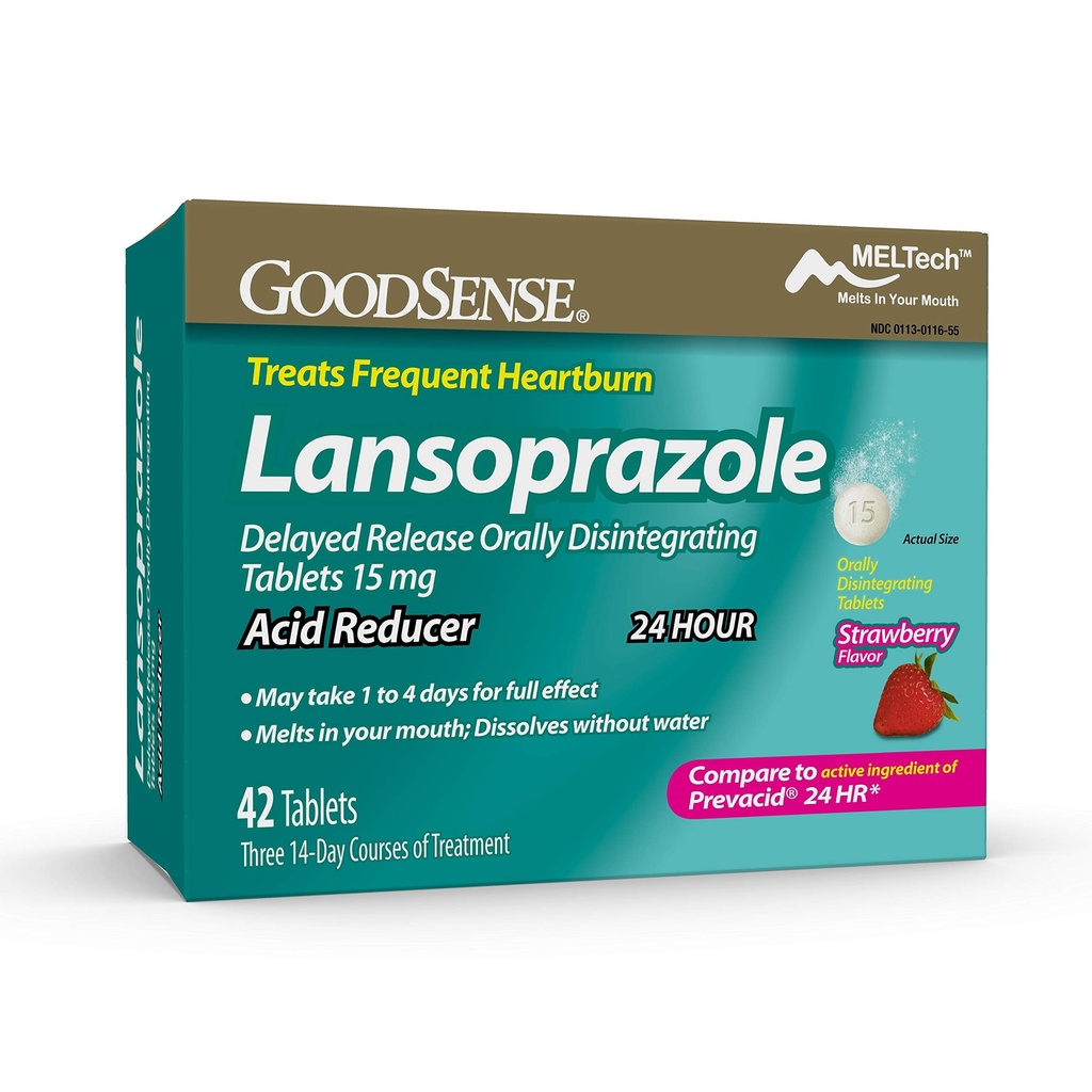 GoodSense Lansoprazole Delayed Release Διασπαστικά Δισκία Αποσυναρμολόγησης 15 mg, Acid Reducer, Strawberry Flavor, 42 Count (Pack of 1)