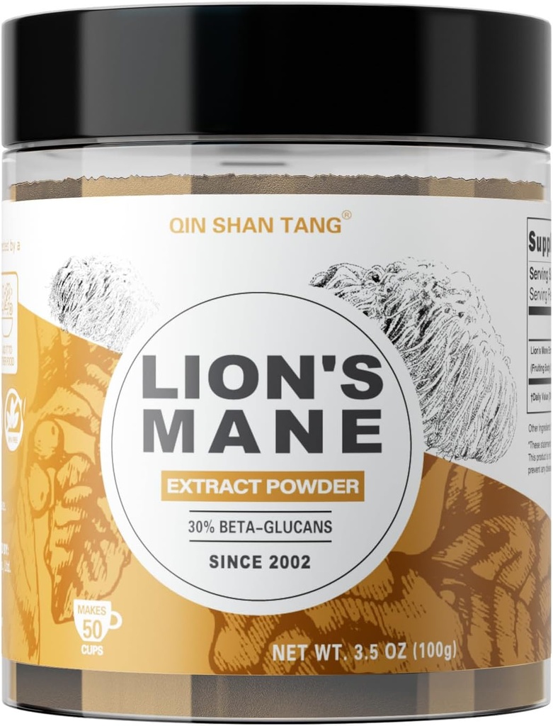 Σκόνη μανιταριών Lion's Mushroom, Real Fruiting Body Extract - 100g, Συμπλήρωμα εγκεφάλου για μνήμη και εστίαση, 30% Beta-γλυκάνες