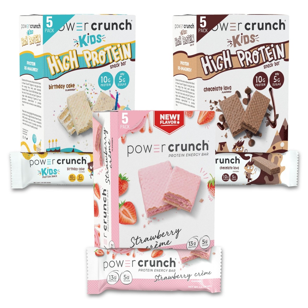Power Crunch Protein Wafer Bars and Power Crunch KIDS Protein Bars, Variety Pack, (15 κόμης) Υψηλής πρωτεΐνης σνακ με γευστική γεύση