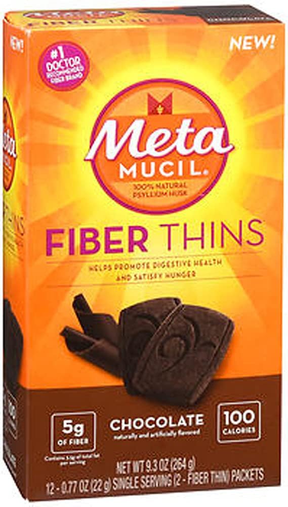 Metamucil Fiber Thins, Σοκολάτα, 12 πακέτα, 9,3 oz - Συσκευασία των 2