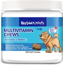 Herbion Pets Multivitamin Chews with Minerals & Probiotics, Improves Immunity & Coat, Supports Digestion, Brain & Heart Health, Delicious Natural Duck Flavor, Dog Supplements & Vitamins, Pack of 1