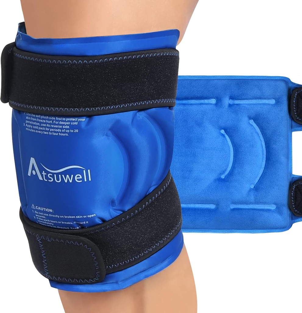 Atsuwell Ice Pack για γόνατα, επαναχρησιμοποιήσιμες παγοφράκτες γέλης για γόνατο, Ευέλικτο κρύο Συμπίεση κρύο πακέτο για γόνατα, αγκώνα, Σιν, 1 συσκευασία